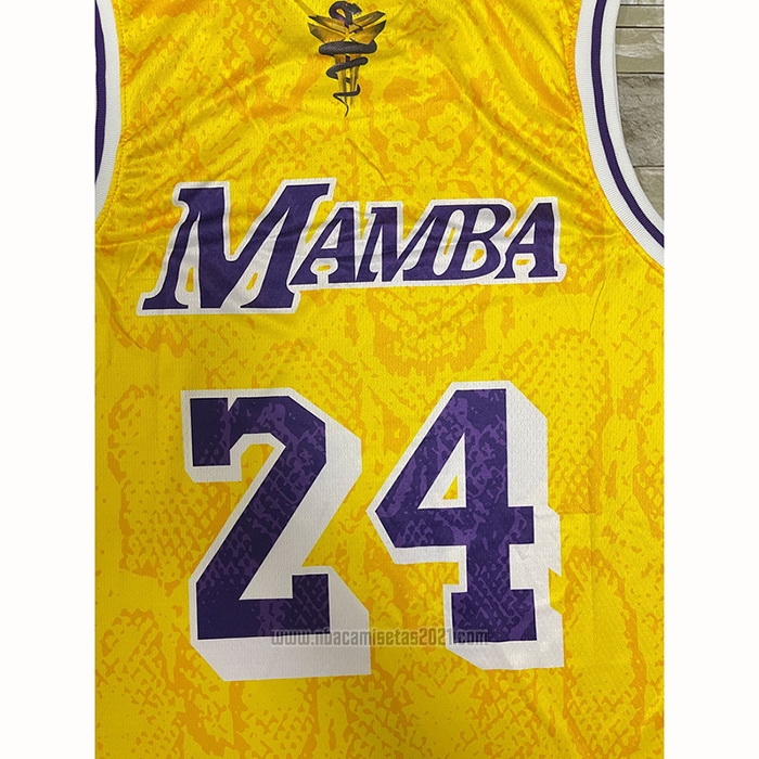 Camiseta Los Angeles Lakers Kobe Bryant #24 Mamba Amarillo
